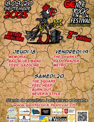 THE SQUARE & THE SHARKS groupes gagnants du concours des jeunes talents 2024 & 2025 du Poprock Festival seront en concert le vendredi 19 & samedi 20 septembre au Genferock Festival !!