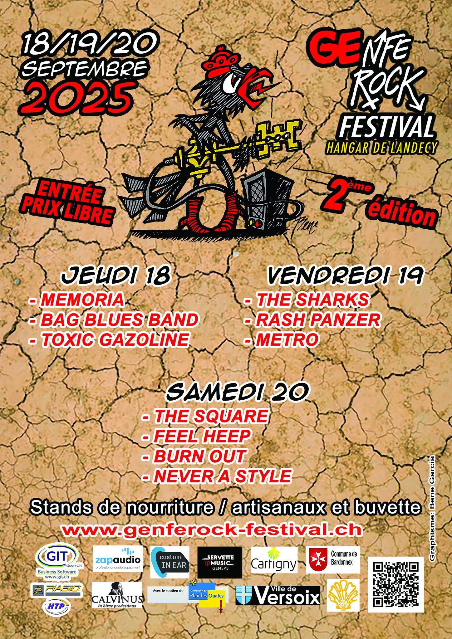 THE SQUARE & THE SHARKS groupes gagnants du concours des jeunes talents 2024 & 2025 du Poprock Festival seront en concert le vendredi 19 & samedi 20 septembre au Genferock Festival !!